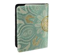 Wykjtwo Soft Sage Green and Gold Celtic Mandala, Passport Holder PU Leather Travel Wallet Passport Case Passport Covers 6.5 in