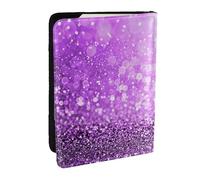 Wykjtwo Sparkling Purple Glitter, Passport Holder PU Leather Travel Wallet Passport Case Passport Covers 6.5 in