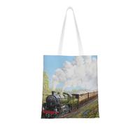 Wykjtwo Steam Train And Railway,Tote Bag Canvas Bag Shopping Handbag Grocery Bags, Multipurpose Canvas Shoulder Bags