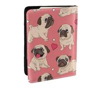 Wykjtwo Valentine's Day Heart Pug Dog, Passport Holder PU Leather Travel Wallet Passport Case Passport Covers 6.5 in