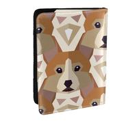 Wykjtwo Welsh Corgi Head Pattern, Passport Holder PU Leather Travel Wallet Passport Case Passport Covers 6.5 in