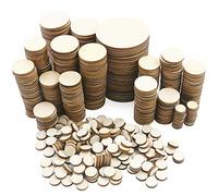 WYKOO 525 Pieces Unfinished Round Wooden Discs, 5 Size Wood Cutout Circles Chips for Arts & Crafts Projects