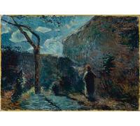 WYKUJMYTO Classic Canvas Picture Printing Canvas Art Wall Art Picture Along the Wall At Nightfall by Paul Gauguin Artwork on Wall for Office Decor 60x90cm