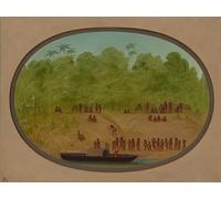 WYKUJMYTO Classic Canvas Picture Printing Canvas Art Wall Art Picture an Omagua Village Boat Sketch by George Catlin Artwork on Wall for Home Decor 60x90cm