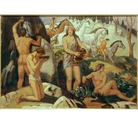 WYKUJMYTO Classic Canvas Picture Printing Canvas Art Wall Art Picture At the Source by Ludwig Von Hofmann Artwork on Wall for Home Decor 60x90cm