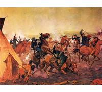 WYKUJMYTO Classic Canvas Picture Printing Canvas Art Wall Art Picture Attack At Dawn by Charles Schreyvogel Artwork on Wall for Home Decor 60x90cm