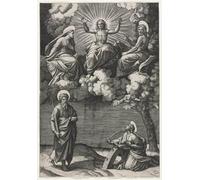 WYKUJMYTO Classic Canvas Picture Printing Canvas Art Wall Art Picture Christ and St the Baptist with Saints Paul by Marcantonio Raimondi Artwork on Wall for Home Decor 60x90cm