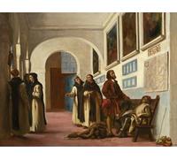 WYKUJMYTO Classic Canvas Picture Printing Canvas Art Wall Art Picture Christopher Columbus and His Son At La Rábida by Ferdinandeugene Delacroix Artwork on Wall for Home Decor 60x90cm