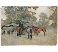 WYKUJMYTO Classic Canvas Picture Printing Canvas Art Wall Art Picture Horses Beneath a Tree by Arthur Rackham Artwork on Wall for Home Decor 60x90cm