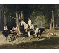 WYKUJMYTO Classic Canvas Picture Printing Canvas Art Wall Art Picture Monsieur and Madame Mosselman and Their Daughters by Alfred Dedreux or De Dreux Artwork on Wall for Home Decor 60x90cm