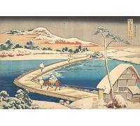 WYKUJMYTO Classic Canvas Picture Printing Canvas Art Wall Art Picture Old View of the Boat-bridge At Sano in Kozuke Province by Katsushika Hokusai Artwork on Wall for Home Decor 60x90cm