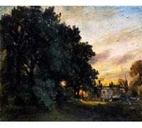 WYKUJMYTO Classic Canvas Picture Printing Canvas Art Wall Art Picture Study of a House among Trees Evening John Constable Artwork on Wall for Office Decor 60x90cm