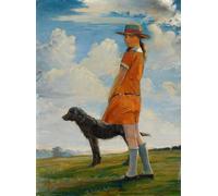 WYKUJMYTO Classic Canvas Picture Printing Canvas Art Wall Art Picture the Artist's Daughter Walking the Vicar's Dog by Walter Bonner Gash Artwork on Wall for Home Decor 60x90cm