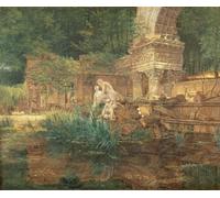 WYKUJMYTO Classic Canvas Picture Printing Canvas Art Wall Art Picture the Roman Ruins in the Gardens of Schonbrunn by Ferdinand Georg Waldmuller Artwork on Wall for Office Decor 60x90cm