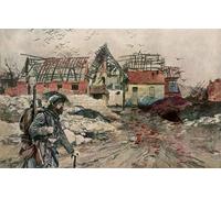 WYKUJMYTO Classic Canvas Picture Printing Canvas Art Wall Art Picture the Ruins of Ablain-saint-nazaire Artois France December by Francois Flameng Artwork on Wall for Home Decor 60x90cm