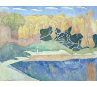WYKUJMYTO Classic Canvas Picture Printing Canvas Art Wall Art Picture Woman Walking on the Banks of the Aven by Emile Bernard Artwork on Wall for Office Decor 60x90cm