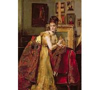 WYKUJMYTO Classic Canvas Picture Printing Canvas Art Wall Art Picture Woman with an Indian Shawl in a Studio by Alfred Emile Stevens Artwork on Wall for Office Decor 60x90cm