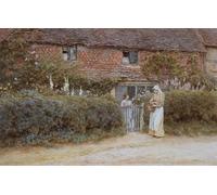 WYKUJMYTO Famous Oil Paintings Nordic Canvas Artwork Painting Graffiti Picture a Cottage At Haslemere by Helen Allingham Artwork Canvas Prints for Office Decor 60x90cm