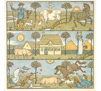 WYKUJMYTO Famous Oil Paintings Nordic Canvas Artwork Painting Graffiti Picture a Farmer a Milk Maid and Various Farm Animals by Walter Crane Artwork Canvas Prints for Office Decor 60x90cm