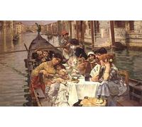 WYKUJMYTO Famous Oil Paintings Nordic Canvas Artwork Painting Graffiti Picture a Venetian Al Fresco by William Logsdail Artwork Canvas Prints for Home Decor 60x90cm