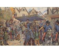 WYKUJMYTO Famous Oil Paintings Nordic Canvas Artwork Painting Graffiti Picture Crowds on the Streets of Paris Greeting Louis Xi As He Arrives From Burgundy for Office Decor 60x90cm