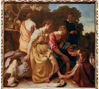 WYKUJMYTO Famous Oil Paintings Nordic Canvas Artwork Painting Graffiti Picture Diana with her by Jan Vermeer van Delft Artwork Canvas Prints for Office Decor 60x90cm