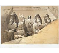 WYKUJMYTO Famous Oil Paintings Nordic Canvas Artwork Painting Graffiti Picture Front Elevation of the Great Temple of Aboo Simbel Nubia in the Holy Land by David Roberts for Home Decor 60x90cm