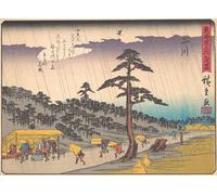 WYKUJMYTO Famous Oil Paintings Nordic Canvas Artwork Painting Graffiti Picture Futakawa From the Series the Fifty-three Stations of the Tokaido Road by Ando Hiroshige for Office Decor 60x90cm