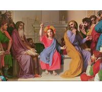 WYKUJMYTO Famous Oil Paintings Nordic Canvas Artwork Painting Graffiti Picture Jesus Among the Doctors Detail of Jesus by Jean Auguste Ingres Artwork Canvas Prints for Home Decor 60x90cm