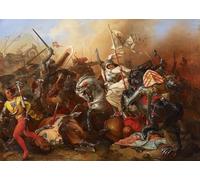 WYKUJMYTO Famous Oil Paintings Nordic Canvas Artwork Painting Graffiti Picture Johanna of Orléans in the Battle by August Gustav Lasinsky Artwork Canvas Prints for Home Decor 60x90cm