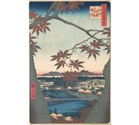 WYKUJMYTO Famous Oil Paintings Nordic Canvas Artwork Painting Graffiti Picture Maples At Mama From the Series One Hundred Famous Views of Edo by Ando Hiroshige for Home Decor 60x90cm