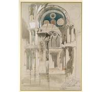 WYKUJMYTO Famous Oil Paintings Nordic Canvas Artwork Painting Graffiti Picture Part of Saint Mark's Basilica Venice Sketch After Rain May by John Ruskin Artwork Canvas Prints for Home Decor 60x90cm