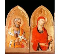 WYKUJMYTO Famous Oil Paintings Nordic Canvas Artwork Painting Graffiti Picture Saint Peter and Saint Mary Magdalene of Orvieto by Simone Maritini Artwork Canvas Prints for Office Decor 60x90cm