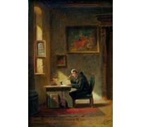 WYKUJMYTO Famous Oil Paintings Nordic Canvas Artwork Painting Graffiti Picture Scholar monk at the desk by Carl Spitzweg Artwork Canvas Prints for Office Decor 60x90cm