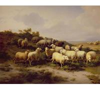 WYKUJMYTO Famous Oil Paintings Nordic Canvas Artwork Painting Graffiti Picture Sheep on the by Eugene Verboeckhoven Artwork Canvas Prints for Office Decor 60x90cm
