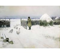 WYKUJMYTO Famous Oil Paintings Nordic Canvas Artwork Painting Graffiti Picture Snowfall Mikhail Markianovitch Guermacheff Artwork Canvas Prints for Home Decor 60x90cm