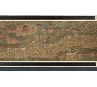 WYKUJMYTO Famous Oil Paintings Nordic Canvas Artwork Painting Graffiti Picture Spring Festival on the River Handscroll by Qing Dynasty Chinese School Artwork Canvas Prints for Office Decor 60x90cm