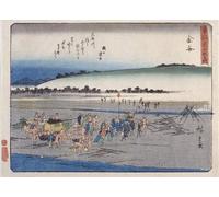 WYKUJMYTO Famous Oil Paintings Nordic Canvas Artwork Painting Graffiti Picture Station Kanaya by Utagawa Hiroshige Artwork Canvas Prints for Home Decor 60x90cm
