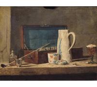 WYKUJMYTO Famous Oil Paintings Nordic Canvas Artwork Painting Graffiti Picture Still Life of Pipes and a Drinking Glass by Jean Baptiste Simeon Chardin Artwork Canvas Prints for Office Decor 60x90cm