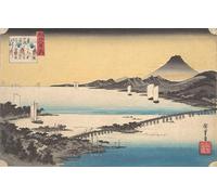 WYKUJMYTO Famous Oil Paintings Nordic Canvas Artwork Painting Graffiti Picture Sunset At Seta by Ando Hiroshige Artwork Canvas Prints for Office Decor 60x90cm