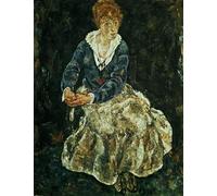 WYKUJMYTO Famous Oil Paintings Nordic Canvas Artwork Painting Graffiti Picture The Artists wife seatedc by Egon Schiele Artwork Canvas Prints for Home Decor 60x90cm