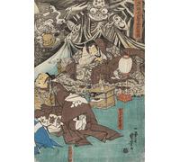 WYKUJMYTO Famous Oil Paintings Nordic Canvas Artwork Painting Graffiti Picture the Earth Spider Conjures Up Demons At the Mansion of Minamoto Raiko by Utagawa Kuniyoshi for Office Decor 60x90cm