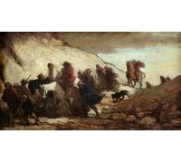 WYKUJMYTO Famous Oil Paintings Nordic Canvas Artwork Painting Graffiti Picture the Fugitives or the Emigrants by Honoré Daumier Artwork Canvas Prints for Office Decor 60x90cm