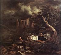 WYKUJMYTO Famous Oil Paintings Nordic Canvas Artwork Painting Graffiti Picture the Jewish Cemetery by Jacob Van Ruisdael Artwork Canvas Prints for Home Decor 60x90cm