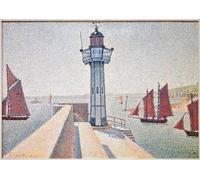 WYKUJMYTO Famous Oil Paintings Nordic Canvas Artwork Painting Graffiti Picture the Lighthouse of Portrieux by Paul Signac Artwork Canvas Prints for Office Decor 60x90cm