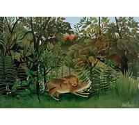 WYKUJMYTO Famous Oil Paintings Nordic Canvas Artwork Painting Graffiti Picture the Lion Hungry Throws Himself on the Antelope by Henri Rousseau Artwork Canvas Prints for Home Decor 60x90cm