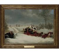 WYKUJMYTO Famous Oil Paintings Nordic Canvas Artwork Painting Graffiti Picture the Mail in a Snowstorm Near St Albans by Pollard Artwork Canvas Prints for Home Decor 60x90cm