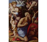 WYKUJMYTO Famous Oil Paintings Nordic Canvas Artwork Painting Graffiti Picture the Temptation of St by Giorgio Vasari Artwork Canvas Prints for Home Decor 60x90cm