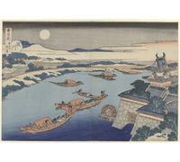 WYKUJMYTO Famous Oil Paintings Nordic Canvas Artwork Painting Graffiti Picture the Yodo River in Moonlightyodogawa Snow Moon and Flowers Setsugekka by Katsushika Hokusai for Office Decor 60x90cm