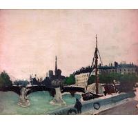WYKUJMYTO Famous Oil Paintings Nordic Canvas Artwork Painting Graffiti Picture View of Saint-louis Island Taken From Quai Henri Iv by Henri Rousseau Artwork Canvas Prints for Office Decor 60x90cm